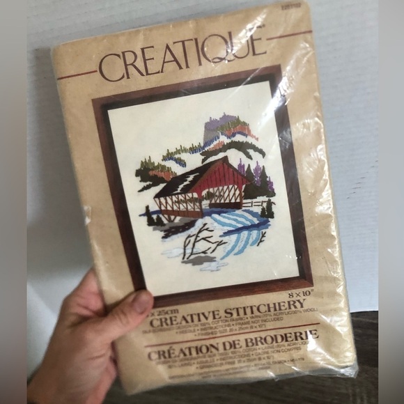 Vtg Creatique Covered Bridge Stitchery Kit - Picture 12 of 13